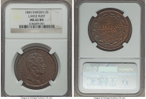 Oscar I 2 Skilling 1845 MS63 Brown NGC, KM660. Large bust variety. An excellent strike decorated in scattered instances of residual mint red, lending ...