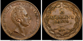 Oscar I 2 Skilling 1855 MS62 Brown NGC, KM664. An attractive example of this large copper type with deep brown surfaces and a trace of luster on the o...