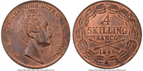 Oscar I 4 Skilling 1849 MS63 Red and Brown NGC, KM672. A large copper, mostly red in color, with a distinctive appearance and strong eye appeal. Ex. D...
