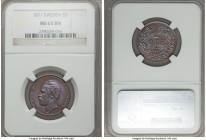 Carl XV Adolf 2 Ore 1871 MS65 Brown NGC, KM706. A superb coin with eye-catching glossy surfaces enhanced by all-encompassing magenta, violet, and corn...