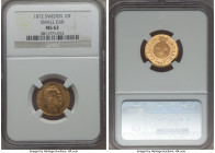 Carl XV Adolf gold 10 Francs (Carolin) 1872 MS63 NGC, KM716. Variety with small ear. Most desirable at this lofty grade level, fielding strong golden ...