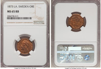 Oscar II Ore 1873 MS65 Red and Brown NGC, KM728. Demonstrating a pervasive and abundant mint red tinged with vivid autumnal hues apparent under magnif...