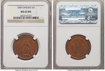 Oscar II 5 Ore 1884 MS63 Brown NGC, KM736. Featuring a naturally and lightly streaked patina against shimmering underlying luster. Only minute wisps, ...