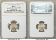 Oscar II 25 Ore 1876-ST MS65 NGC, KM738. Ultra satiny and revealing a delicate patina that lightly obscures nearly undisturbed luster. Ex. R.L. Lissne...