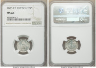 Oscar II 25 Ore 1883-EB MS64 NGC, KM739. Sharply struck and essentially untoned. Only a stray mark or two prevent a full gem designation. 

HID0980124...
