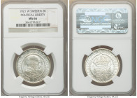 Gustaf V 2 Kronor 1921-W MS66 NGC, KM799. 400th Anniversary of political liberty commemorative. 

HID09801242017

© 2020 Heritage Auctions | All Right...