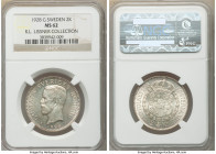 Gustaf V 2 Kronor 1928-G MS62 NGC, KM787. Softly toned and radiant, with only a light dispersion of friction noted. Ex. R.L. Lissner Collection 

HID0...