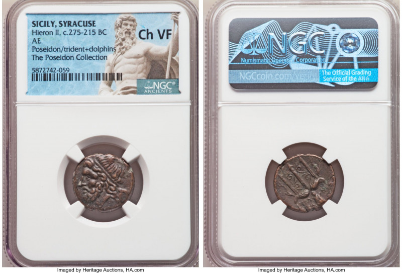 SICILY. Syracuse. Hieron II (ca. 275-215 BC). AE litra (18mm, 10h). NGC Choice V...