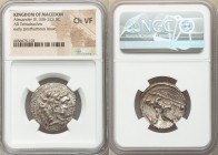 MACEDONIAN KINGDOM. Alexander III the Great (336-323 BC). AR tetradrachm (26mm, 8h). NGC Choice VF. Posthumous issue of Ake or Tyre, uncertain dated R...