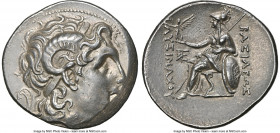 THRACIAN KINGDOM. Lysimachus (305-281 BC). AR tetradrachm (30mm, 16.93 gm, 1h). NGC Choice XF 2/5 - 4/5. Lifetime issue of Lampsacus, ca. 297-281 BC. ...