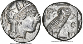 ATTICA. Athens. Ca. 440-404 BC. AR tetradrachm (23mm, 17.16 gm, 9h). NGC MS 4/5 - 4/5. Mid-mass coinage issue. Head of Athena right, wearing earring, ...
