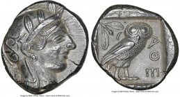 ATTICA. Athens. Ca. 440-404 BC. AR tetradrachm (25mm, 17.15 gm, 6h). NGC Choice AU 5/5 - 5/5. Mid-mass coinage issue. Head of Athena right, wearing ea...