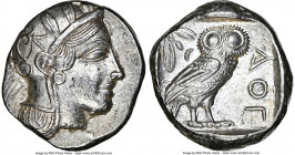 ATTICA. Athens. Ca. 440-404 BC. AR tetradrachm (24mm, 17.17 gm, 7h). NGC Choice AU 5/5 - 4/5. Mid-mass coinage issue. Head of Athena right, wearing ea...