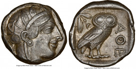 ATTICA. Athens. Ca. 440-404 BC. AR tetradrachm (24mm, 17.19 gm, 8h). NGC AU 5/5 - 5/5. Mid-mass coinage issue. Head of Athena right, wearing earring, ...