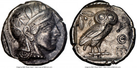 ATTICA. Athens. Ca. 440-404 BC. AR tetradrachm (23mm, 17.18 gm, 4h). NGC AU 5/5 - 3/5. Mid-mass coinage issue. Head of Athena right, wearing earring, ...
