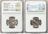 ATTICA. Athens. Ca. 440-404 BC. AR tetradrachm (24mm, 17.15 gm, 9h). NGC AU 5/5 - 3/5. Mid-mass coinage issue. Head of Athena right, wearing earring, ...