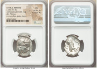 ATTICA. Athens. Ca. 440-404 BC. AR tetradrachm (26mm, 17.18 gm, 10h). NGC AU 4/5 - 4/5. Mid-mass coinage issue. Head of Athena right, wearing earring,...