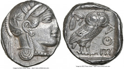 ATTICA. Athens. Ca. 440-404 BC. AR tetradrachm (24mm, 17.14 gm, 7h). NGC AU 3/5 - 4/5. Mid-mass coinage issue. Head of Athena right, wearing earring, ...