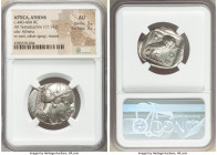ATTICA. Athens. Ca. 440-404 BC. AR tetradrachm (25mm, 17.14 gm, 7h). NGC AU 3/5 - 3/5. Mid-mass coinage issue. Head of Athena right, wearing earring, ...