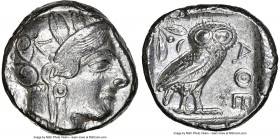 ATTICA. Athens. Ca. 440-404 BC. AR tetradrachm (23mm, 17.18 gm, 10h). NGC Choice XF 5/5 - 4/5. Mid-mass coinage issue. Head of Athena right, wearing e...