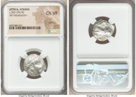 ATTICA. Athens. Ca. 393-294 BC. AR tetradrachm (21mm, 8h). NGC Choice VF, graffito. Late mass coinage issue. Head of Athena with eye in true profile r...