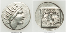 CARIAN ISLANDS. Rhodes. Ca. 88-84 BC. AR drachm (16mm, 2.18 gm, 11h). Choice XF. Plinthophoric standard, Lysimachus, magistrate. Radiate head of Helio...