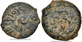 JUDAEA. Roman Procurators. Pontius Pilate (AD 26-36). AE prutah (16mm, 12h). NGC Choice VF. Dated Regnal Year 17 of Tiberius (AD 30/1). TIBEPIOY KAICA...