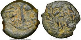 JUDAEA. Roman Procurators. Pontius Pilate (AD 26-36). AE prutah (15mm, 12h). NGC Choice Fine. Dated Regnal Year 17 of Tiberius (AD 30/1). TIBEPIOY KAI...