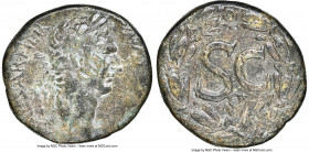 SYRIA. Antioch. Nerva (AD 96-98). AE (27mm, 11h). NGC VF, countermark. IMP CAESAR NERVA AVG III COS, laureate head of Nerva right / SC within laurel w...