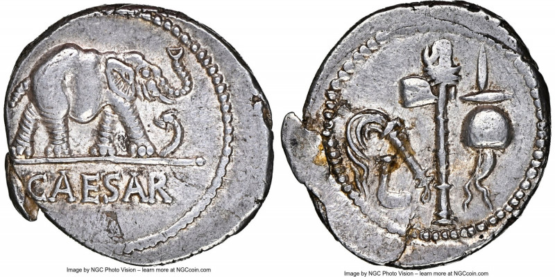 Julius Caesar, as Dictator (49-44 BC). AR denarius (20mm, 3.85 gm, 8h). NGC Choi...