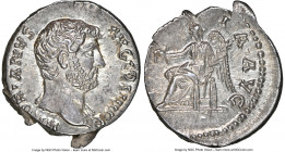 Hadrian (AD 117-138). AR denarius (18mm, 3.51 gm, 5h). NGC Choice AU 4/5 - 5/5. Rome, AD 136. HADRIANVS-AVG COS III P P, bare head of Hadrian right / ...