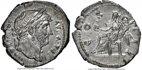 Hadrian (AD 117-138). AR denarius (19mm, 3.42 gm, 5h). NGC AU 5/5 - 4/5, Fine Style. Rome, ca. AD 126-127. HADRIANVS AVGVSTVS, laureate head of Hadria...