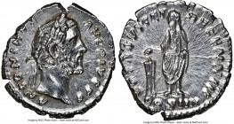 Antoninus Pius (AD 138-161). AR denarius (18mm, 3.48 gm, 5h). NGC Choice AU 5/5 - 4/5. Rome, AD 158-159. ANTONINVS-AVG PIVS P P, laureate head of Anto...