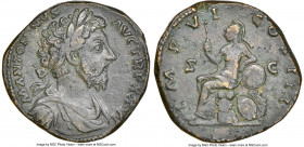 Marcus Aurelius, as Augustus (AD 161-180). AE sestertius (31mm, 23.95 gm, 11h). NGC Choice VF. Rome, AD 171-172. M ANTONINVS-AVG TR P XXVI, laureate, ...