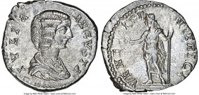 Julia Domna (AD 193-211). AR denarius (18mm, 3.36 gm, 6h). NGC AU 5/5 - 4/5. Rome, AD 196-211. JVLIA-AVGVSA, draped bust of Julia Domna right, seen fr...