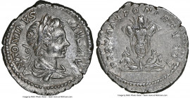Caracalla (AD 198-217). AR denarius (19mm, 1h). NGC Choice XF. Rome, AD 202. ANTONINVS-PIVS AVG, laureate, draped and cuirassed bust of Caracalla righ...