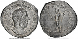 Macrinus (AD 217-218). AR denarius (20mm, 2.87 gm, 11h). NGC Choice AU 5/5 - 1/5, scratches. Rome, April-December AD 217. IMP C M OPEL SEV MACRINVS AV...