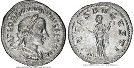 Gordian III (AD 238-244). AR denarius (21mm, 3.03 gm, 11h). NGC AU 4/5 - 4/5. Rome, summer AD 241. IMP GORDIANVS PIVS FEL AVG, laureate, draped and cu...