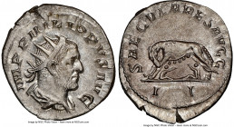 Philip I (AD 244-249). AR antoninianus (23mm, 4.06 gm, 7h). NGC MS 5/5 - 4/5. Rome, 2nd officina, Millennial Issue, AD 248. IMP PHILIPPVS AVG, radiate...
