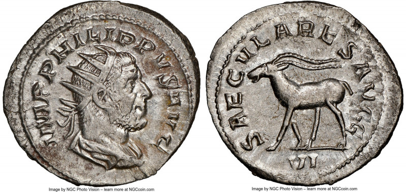 Philip I (AD 244-249). AR antoninianus (24mm, 4.42 gm, 12h). NGC MS 5/5 - 4/5. R...