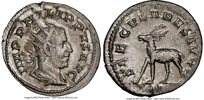 Philip I (AD 244-249). AR antoninianus (24mm, 4.12 gm, 6h). NGC MS 5/5 - 4/5. Ro...