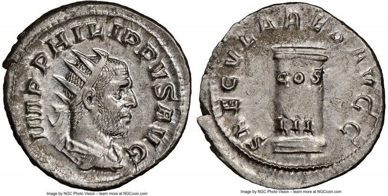 Philip I (AD 244-249). AR antoninianus (23mm, 4.19 gm, 6h). NGC MS 5/5 - 4/5. Ro...