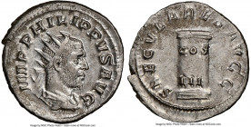 Philip I (AD 244-249). AR antoninianus (23mm, 4.19 gm, 6h). NGC MS 5/5 - 4/5. Rome, Millennium Issue, AD 248. IMP PHILIPPVS AVG, radiate, draped and c...