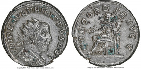 Philip I (AD 244-249). AR antoninianus (21mm, 12h). NGC MS. Antioch. IMP M IVL PHILIPPVS AVG, radiate, draped and cuirassed bust of Philip I right, se...