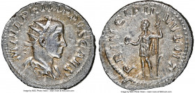 Philip II, as Caesar (AD 247-249). AR antoninianus (23mm, 4.10 gm, 12h). NGC Choice AU 5/5 - 4/5. Rome. M IVL PHILIPPVS CAES, radiate, draped bust of ...