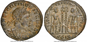 Constantine II, as Caesar (AD 337-340). AE3 or BI nummus (19mm, 7h). NGC MS. Siscia, 5th officina, AD 330-333. CONSTANTIVS IVN NOB C, laureate, cuiras...