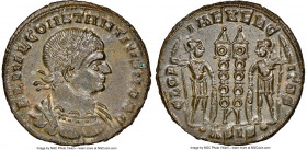 Constantius II, as Caesar (AD 337-361). AE3 or BI nummus (18mm, 12h). NGC MS. Siscia, 1st officina, AD 334-335. FL IVL CONSTANTIVS NOB C, laureate, cu...