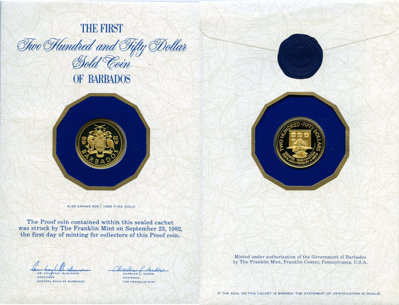 Republic gold Proof "George Washington" 250 Dollars 1982, Franklin mint, KM35. C...