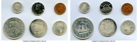 George VI 6-Piece Uncertified Mint Set 1949 UNC, 1) Cent, KM41 2) 5 Cents, KM42 3) 10 Cents, KM43 4) 25 Cents, KM44 5) 50 Cents, KM45 6) Dollar, KM47 ...