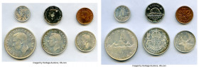 George VI 6-Piece Uncertified Mint Set 1950 UNC, Royal Canadian mint. Includes Cent KM41, 5 Cents 42, 10 Cents KM43, 25 Cents KM44, 50 Cents KM45 and ...